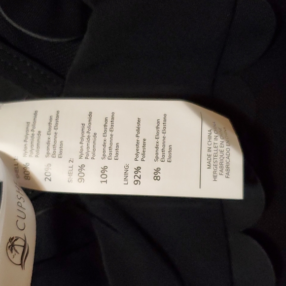 CUPSHE Women's One Piece V Neck Scalloped Mesh Swimsuit ~ Black - Picture 11 of 14